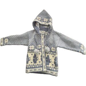 WoolEstonia girl's 100% Wool hooded knit sweater Jacket with Mumitroll sz XS